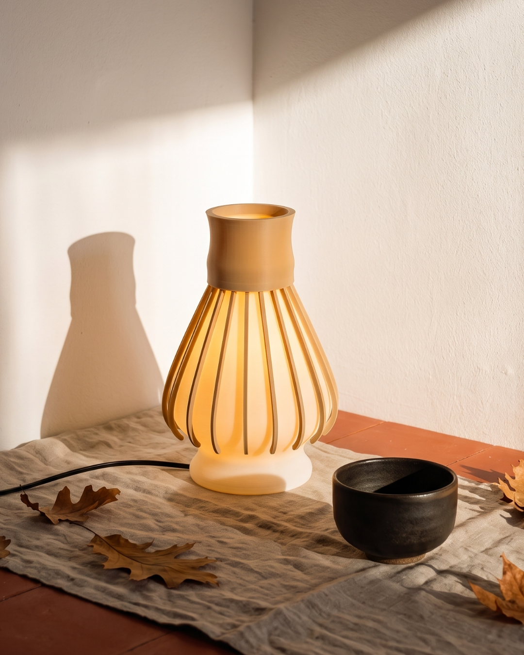 Chasen Lamp : โคมไฟแปรงชงชามัทฉะพร้อมแท่นวาง แบบตั้งโต๊ะ